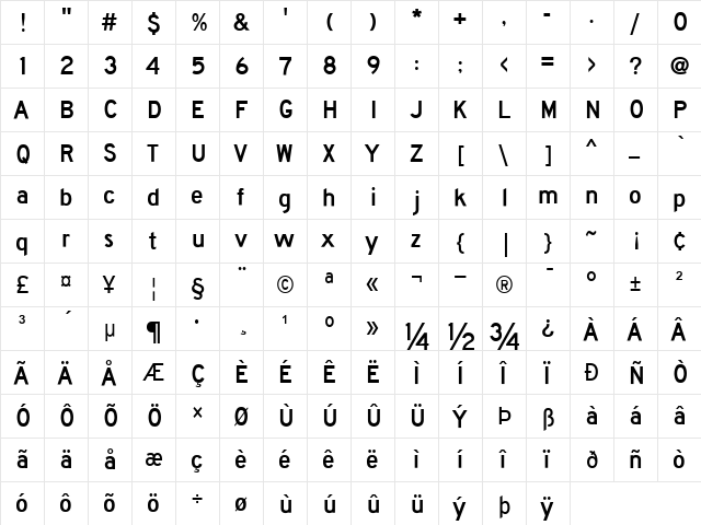 Roadgeek 2005 Series D Regular  glyph index
