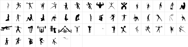 FitnessSilhouettes Regular  glyph index