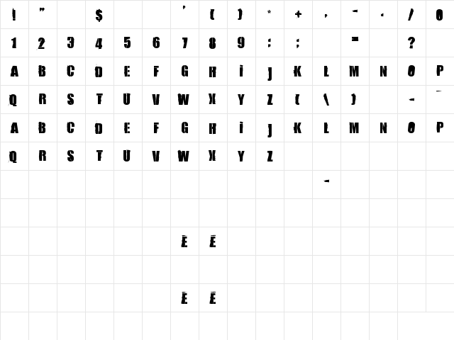 84 Rock! Regular  glyph index