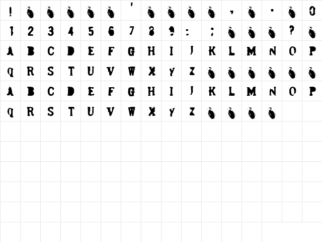 Bergmark Regular  glyph index