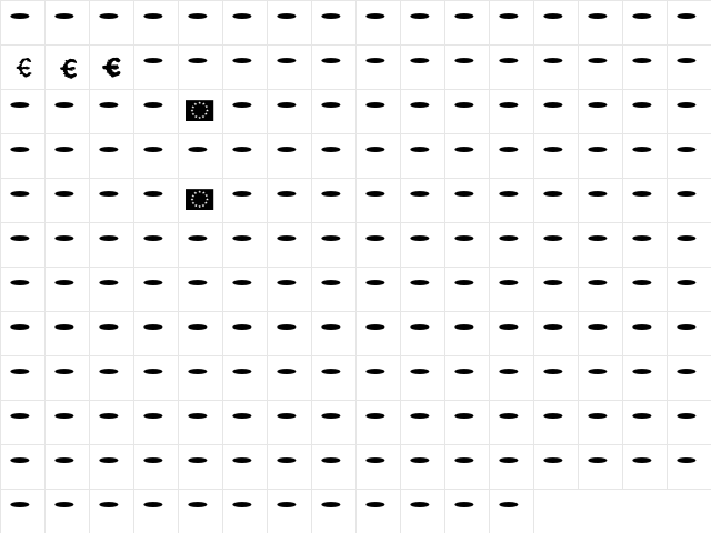 Burokrat Euro  glyph index
