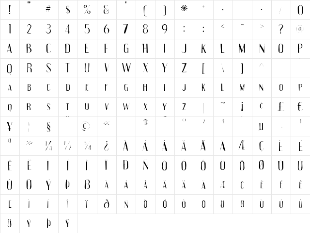 Engebrechtre Gaunt Regular  glyph index
