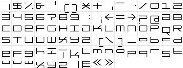 digi Medium  glyph index