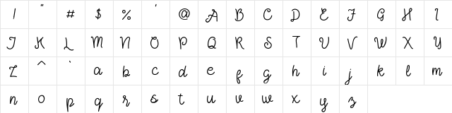 Ashalina Regular  glyph index