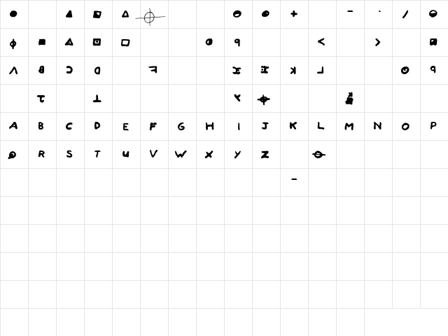 Zipher Regular  glyph index