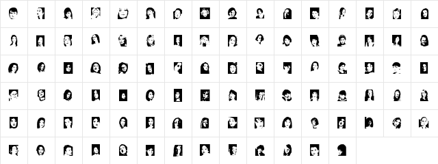 Faces female  glyph index