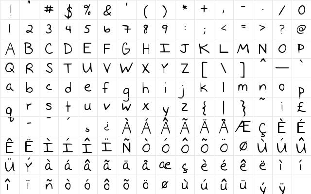 I Missed You Regular  glyph index