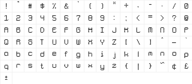 Galactic Spaceport Regular  glyph index