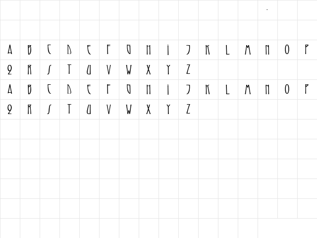 Roadhouse 4 Bold  glyph index