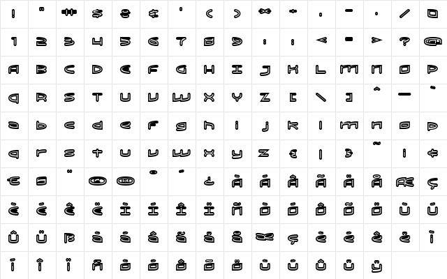 ReadOut Super Regular  glyph index