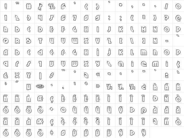 Neuralnomicon Engraved Regular  glyph index