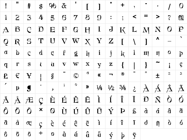 Foxcroft NF Regular  glyph index