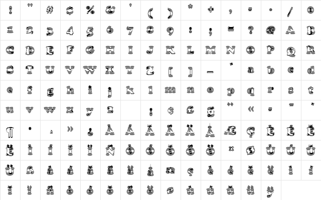 CooperBlaOutDIn1 Regular  glyph index
