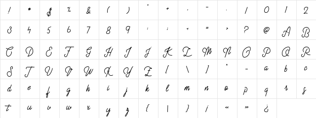Struggle More Script  glyph index