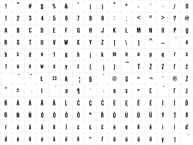 NimbusSanPEECon Bold  glyph index