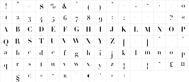 BorjomiLightC Regular  glyph index