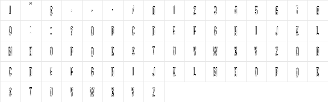 Sabbia Regular  glyph index