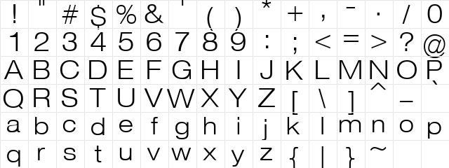 Strait Normal  glyph index