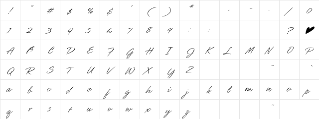 SlashKA Regular  glyph index