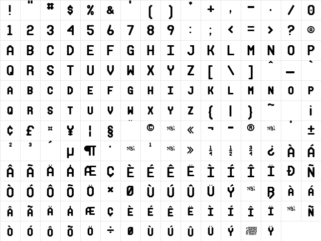Makisupa Regular  glyph index