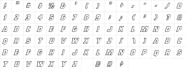 CC Double Back Future  glyph index
