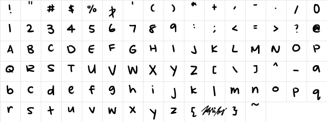 kylie's hand Regular  glyph index