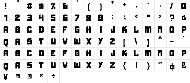 Boldhead Boldhead  glyph index
