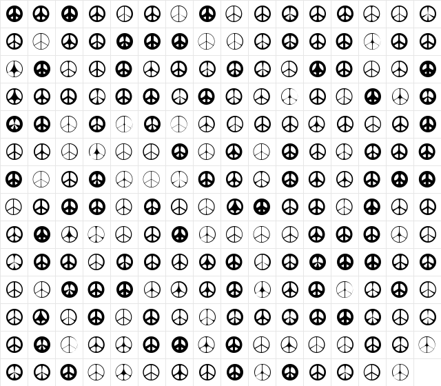 Wahei Medium  glyph index