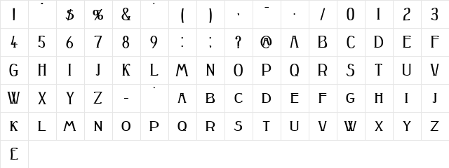 Peake Bold  glyph index