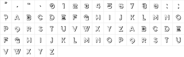 Dades Regular  glyph index