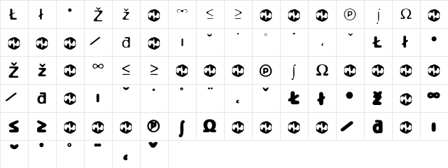 BlurExtra Regular  glyph index