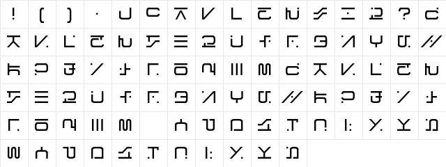 Visitor Script Regular  glyph index