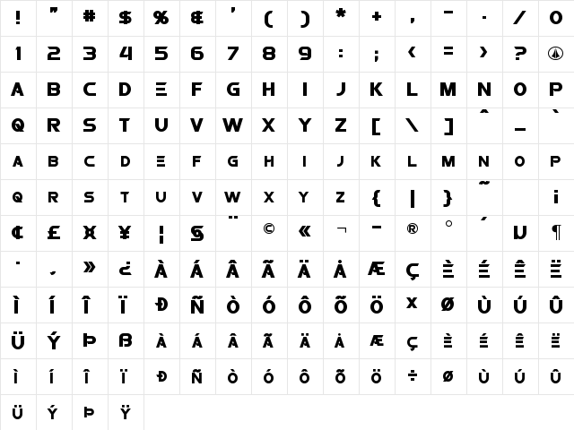 Protoculture Regular  glyph index