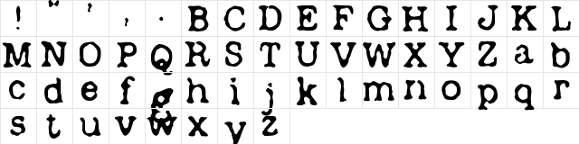 Depot Regular  glyph index