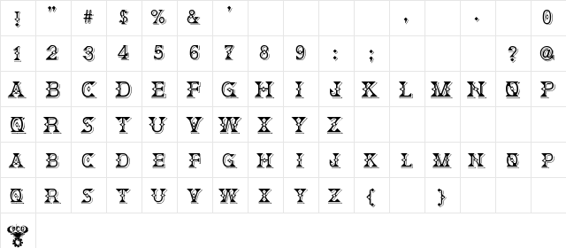 Deborah Fancy Dress Regular  glyph index