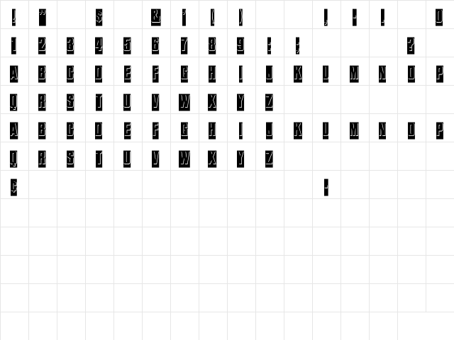 ReliefInReverse Cn Regular  glyph index