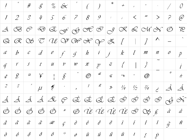 00834 Regular  glyph index