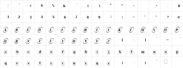 QintarCapitalsItalics Regular  glyph index
