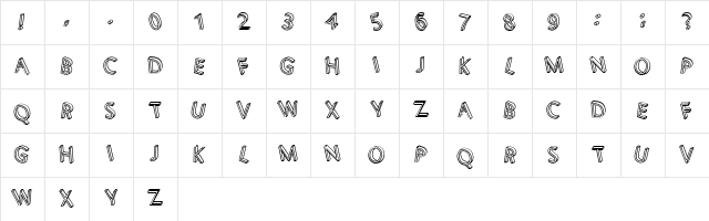 3D Letters Regular  glyph index