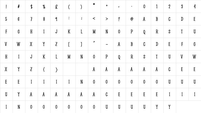 Haunted House Regular  glyph index