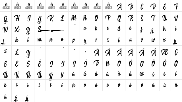 Mattisse Personal Use Regular  glyph index