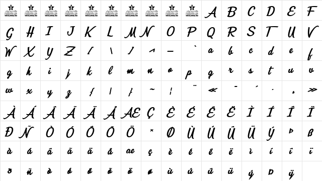 Quick Kiss Personal Use Regular  glyph index