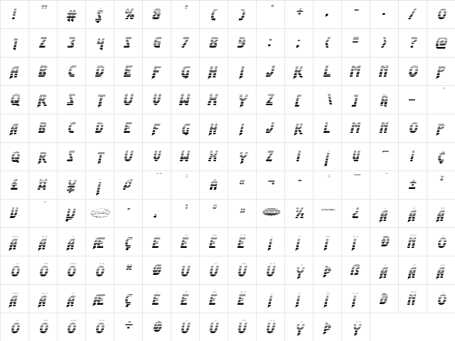 Flash Rogers Gradient Regular  glyph index