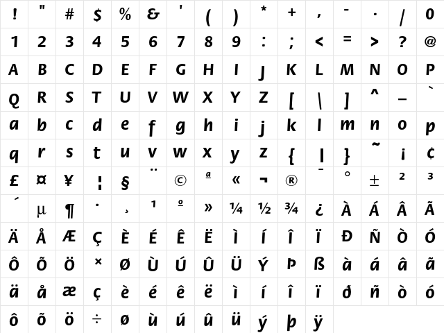 FloraICG Bold  glyph index