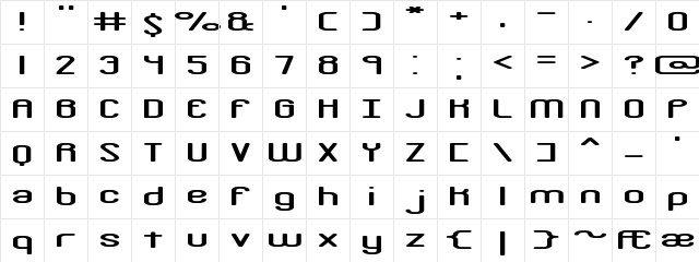 Crackdown R BRK Regular  glyph index