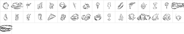 GE Stylized Foods Regular  glyph index