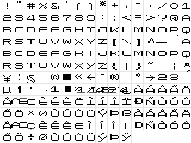 LomoWallPixel LT Std 0 Regular  glyph index