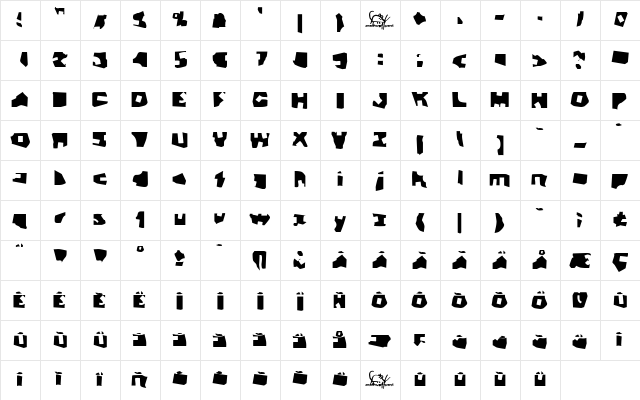 BlueCarnage Medium  glyph index