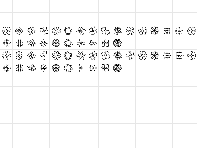Flowers St Regular  glyph index