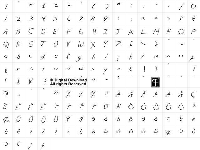 DahmerBits Regular  glyph index